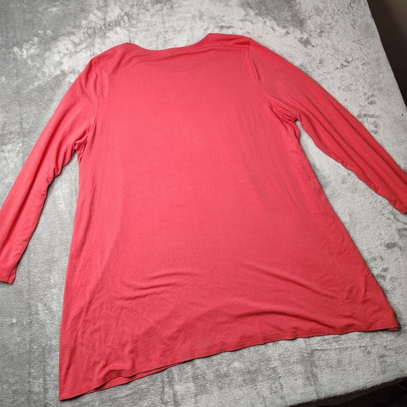 Eileen Fisher‎ Jersey Tunic Top Womens XL Pink Mock Neck 3/4 Sleeve Made in USA - Picture 2 of 9